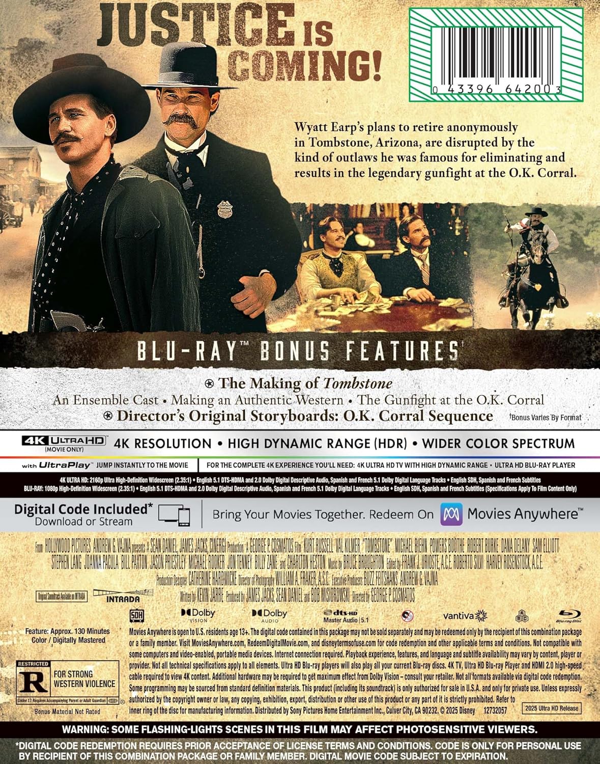 Tombstone - Limited Edition Steelbook (4K Ultra HD + Blu-ray + Digital)