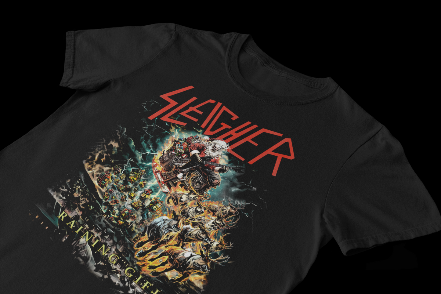 Sleigher Raining Toys - Death Metal Christmas Tee