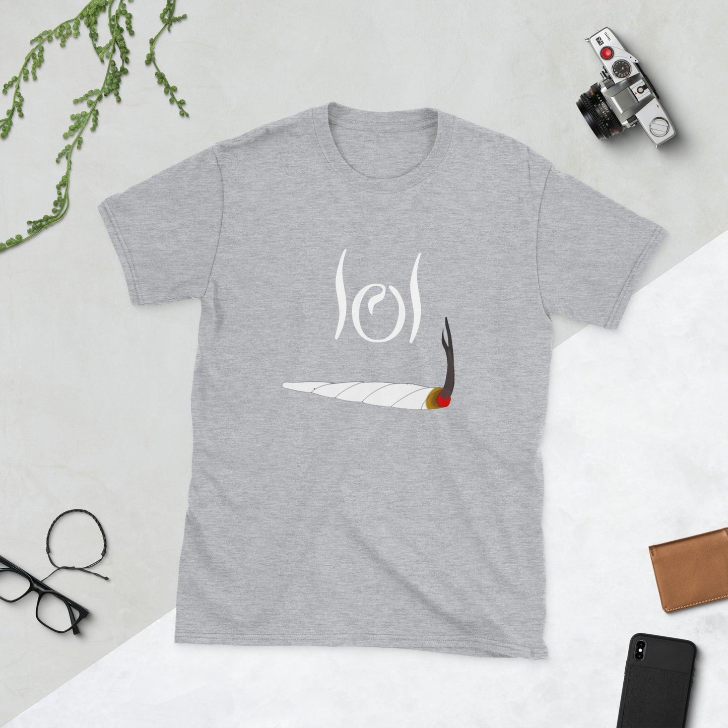 LOL Joint with Smoke Tendril Font Short-Sleeve Unisex T-Shirt - Lizard Vigilante