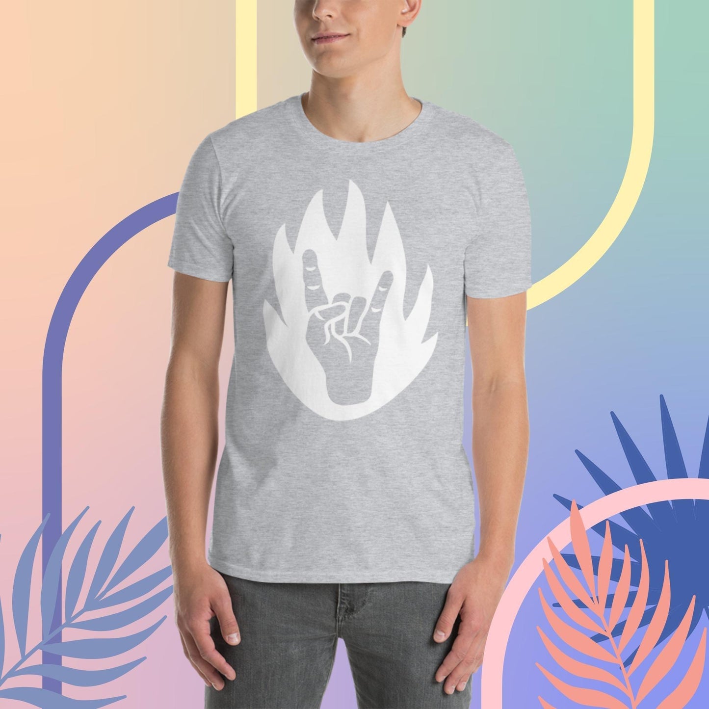 Rock the Stage with Horns: Unleash Your Inner Metalhead with this Captivating Short Sleeve Unisex T-Shirt! - Premium from Lizard Vigilante - Just $18.69! Shop now at Lizard Vigilante