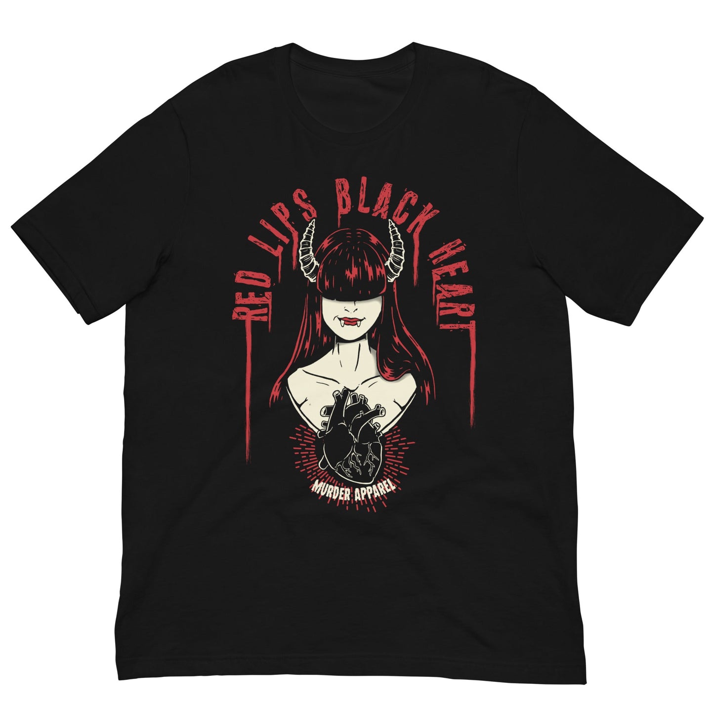 Red Lips Black Heart T-Shirt