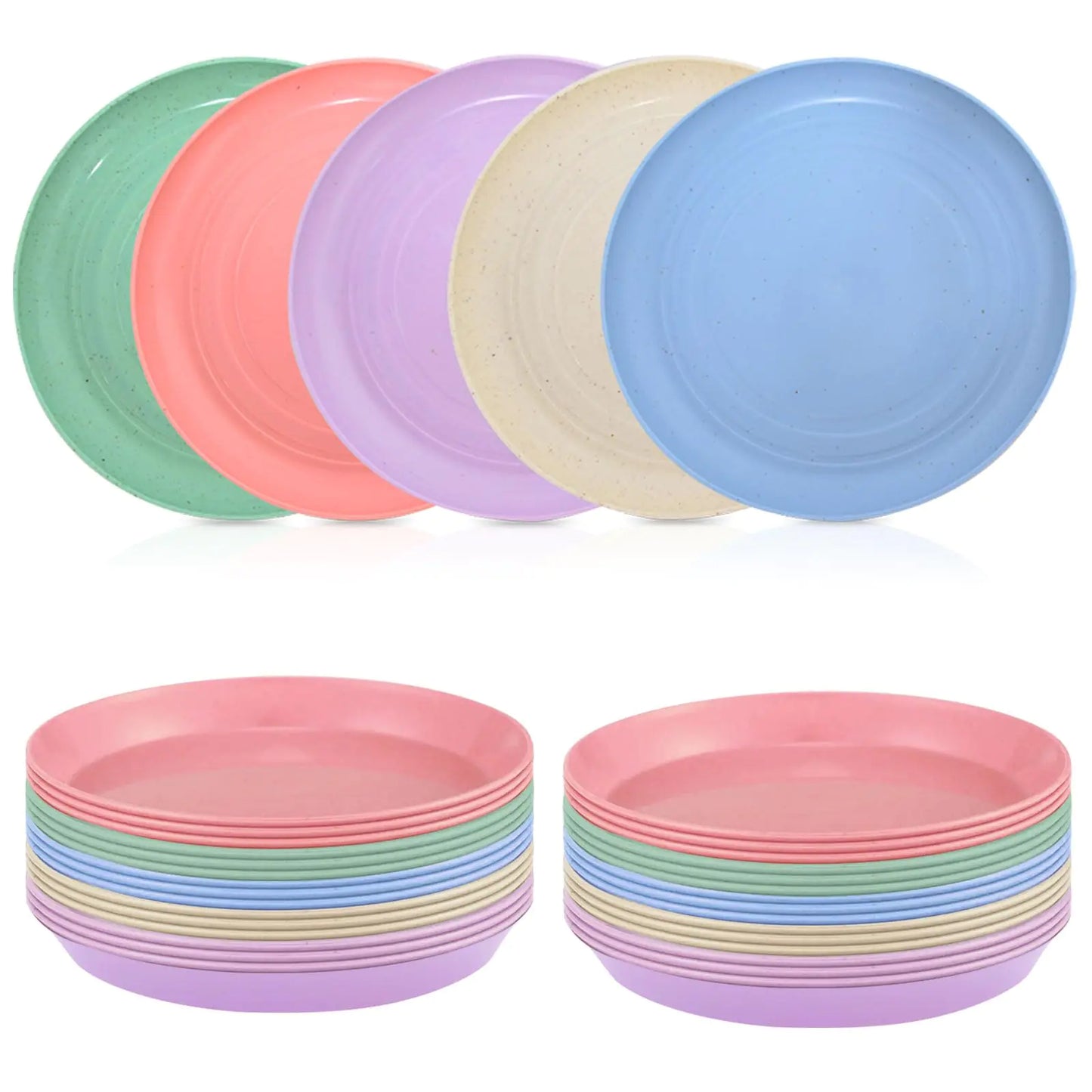 30 Pcs Whisker Fatigue Relief Cat Bowl 6 Inch Wheat Straw Shallow Cat Food Dish Cat Food and Water Dish Set Pet Feeder for Small Cat Supplies(Multicolor)