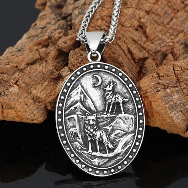 Vikings Odin Ravens, Geri & Freki Stainless Steel Pendant Necklace