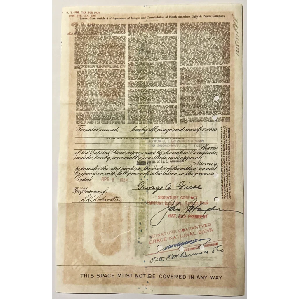 Rare 1940s North American Light Stock Certificate Uncovered