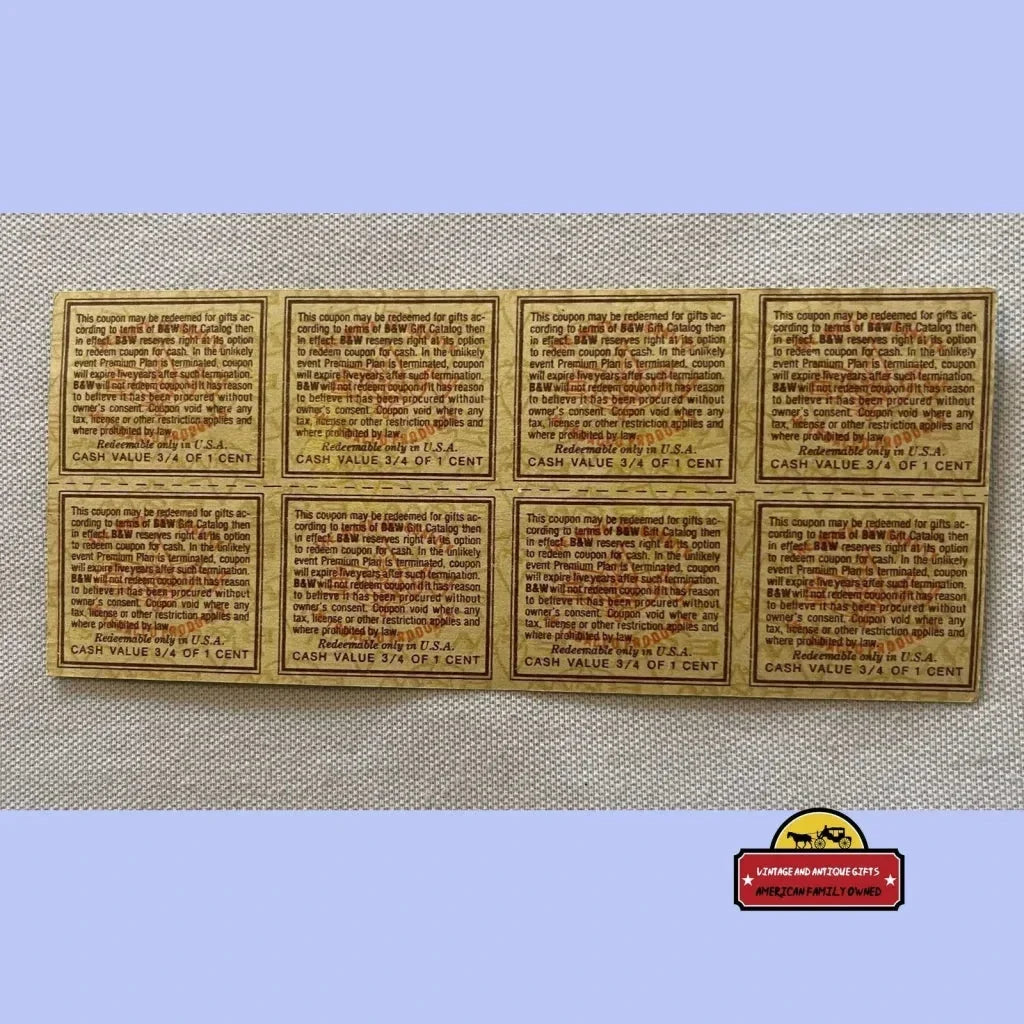 Rare Uncut Sheet of Vintage Raleigh Tobacco Coupons from the 60s
