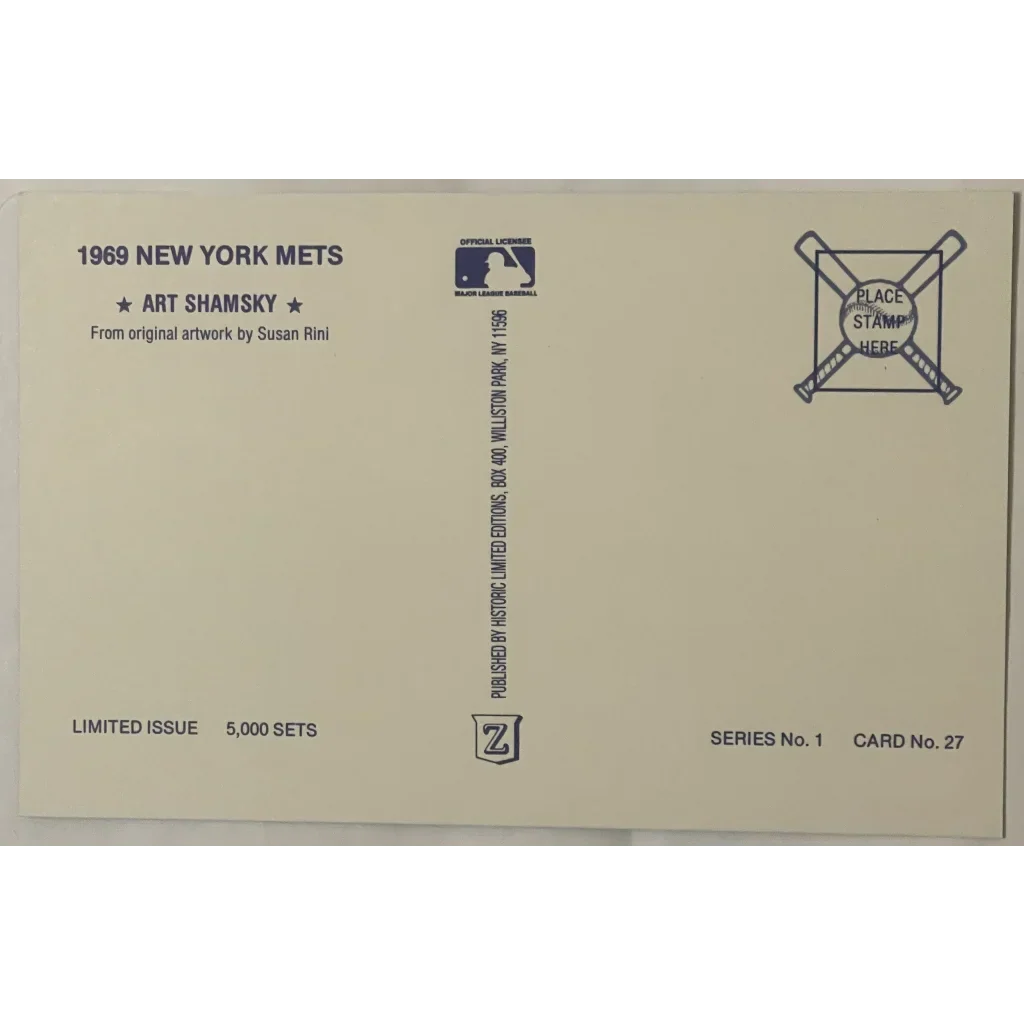 Rare 1980s Limited Edition Mets Postcard Featuring Art Shamsky