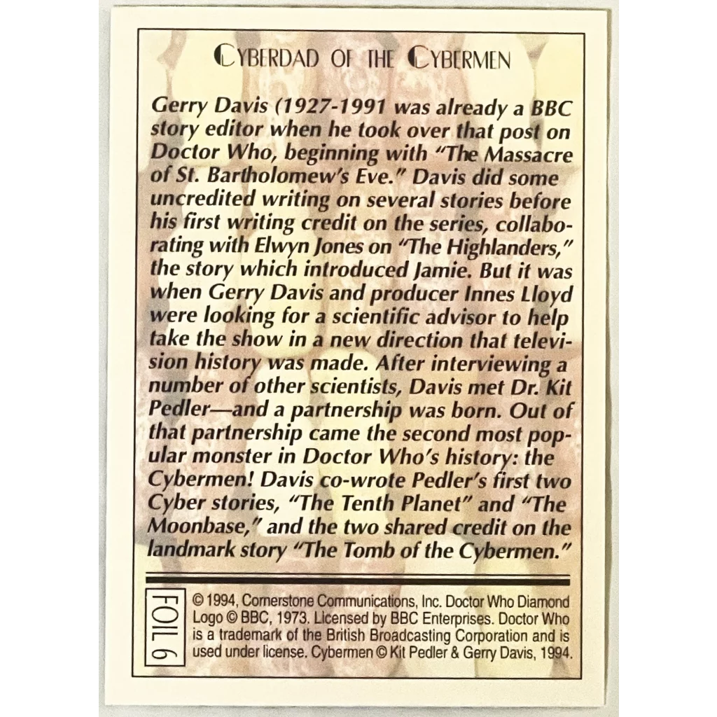 Rare 1990s Doctor Who Cybermen Trading Card Set Thrills Collectors