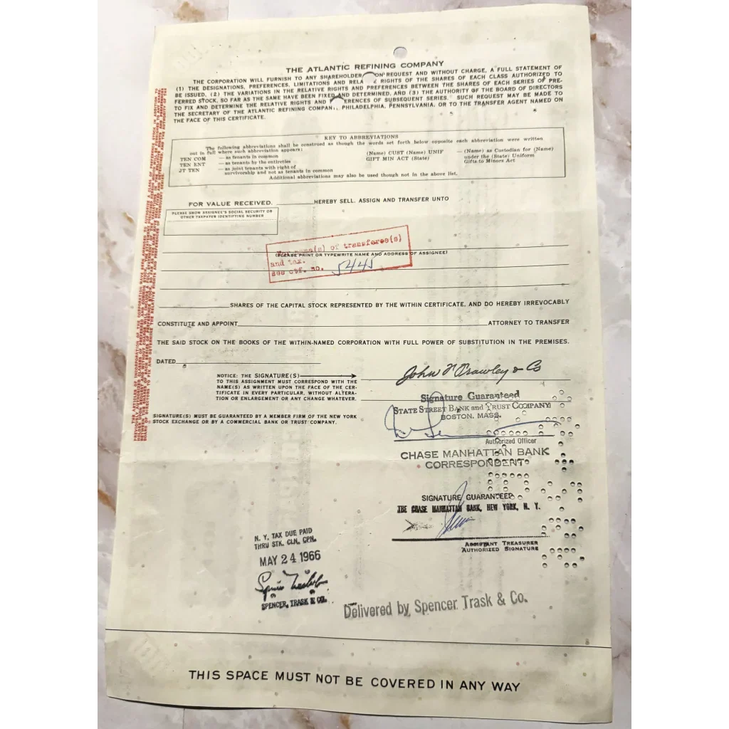 Vintage Atlantic Refining Co. Stock Certificate Captures Oil History