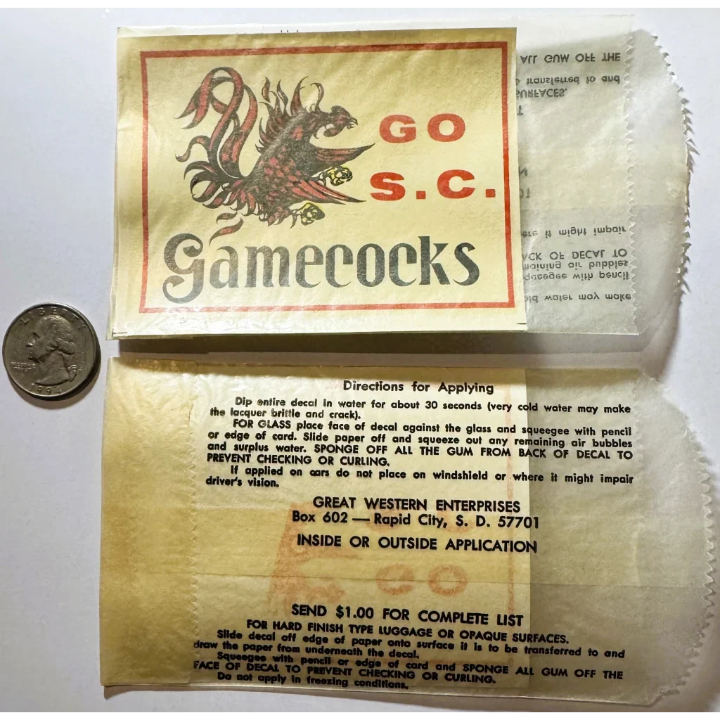 Vintage South Carolina Gamecocks Decal Brings 1960s Spirit to Life
