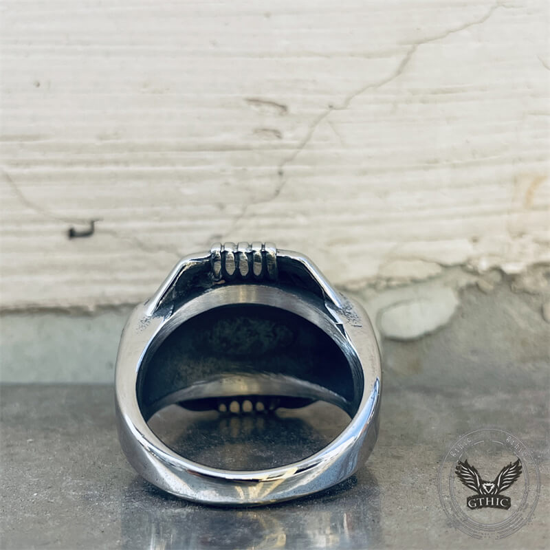 Vintage Compass Anchor Stainless Steel Marine Ring