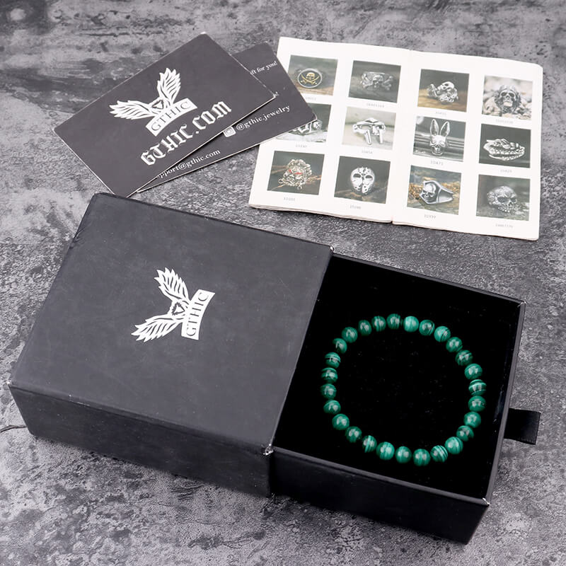 Vintage Malachite Beads Adjustable Bracelet