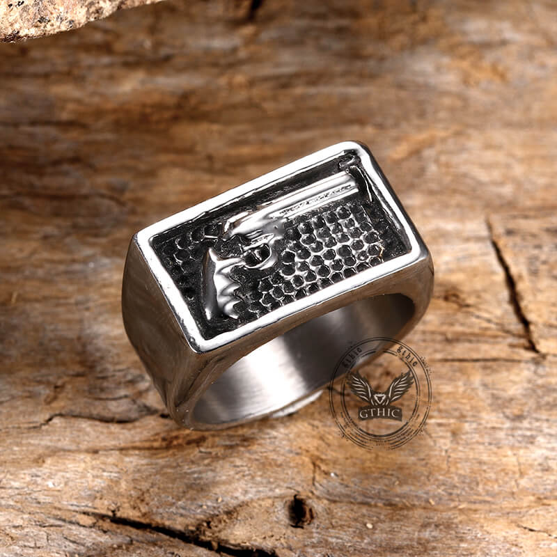 Vintage Pistol Gun Stainless Steel Ring