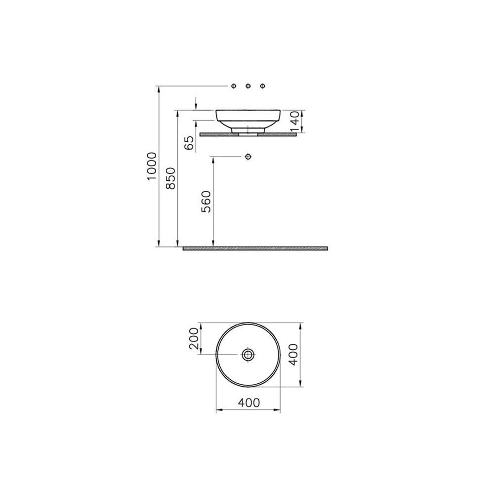 Vitra Water Jewels Ceramic Vessel Round Sink D:15.6" H:5.4"