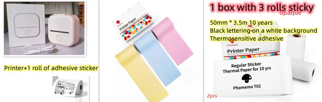 Portable Mini Printer for Students and Hobbyists, Bluetooth Thermal Label Printer