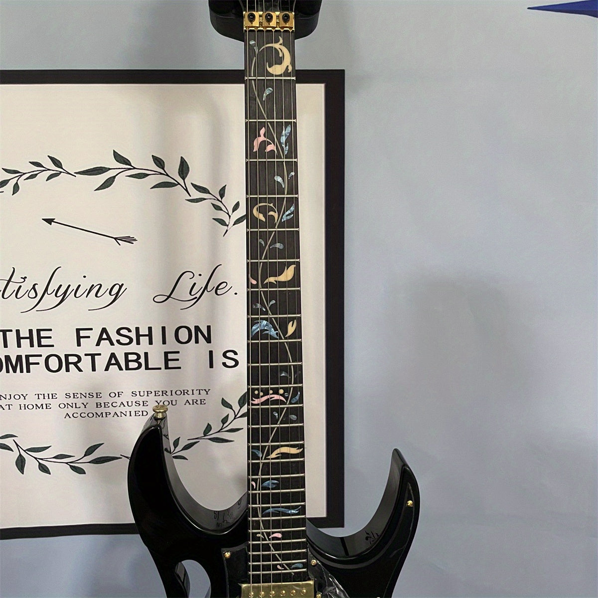 Custom Modern 6-String Black Electric Guitar - HSH Pickup, 24 Fret, Double Tremolo Bridge - Premium Electric Guitar from Lizard Vigilante - Just $588.88! Shop now at Lizard Vigilante