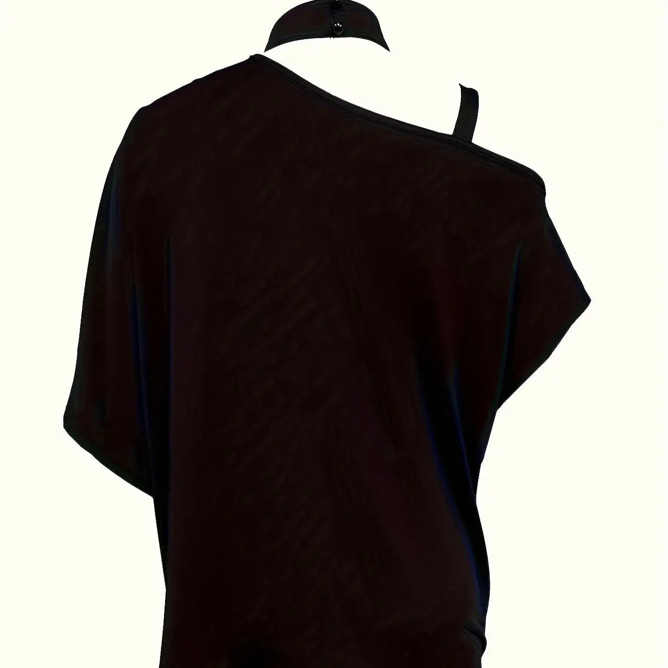 Ladies' Fashionable Slanted Shoulder Collar Printed T-shirt Top