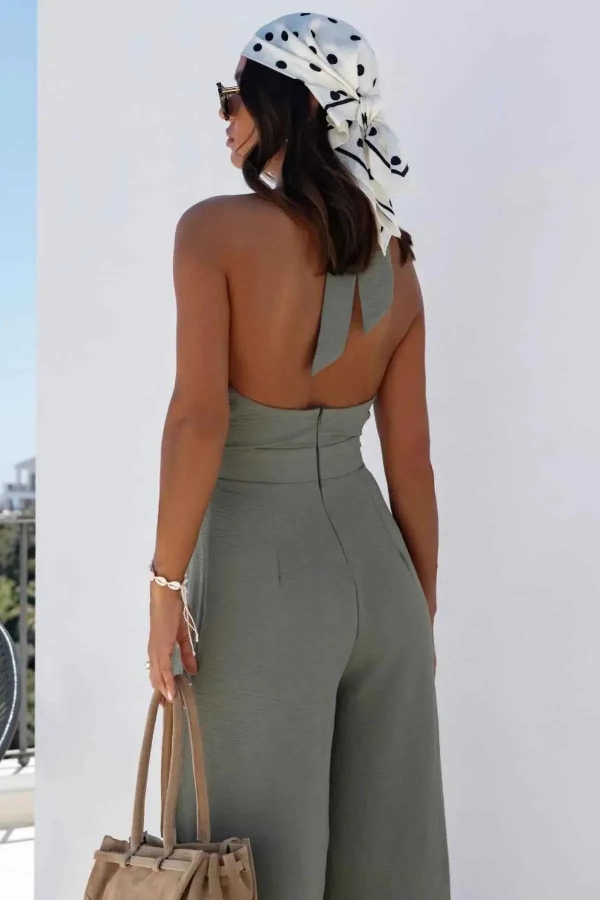 Halter Neck Wide Leg : With Keyhole Detail Jumpsuit