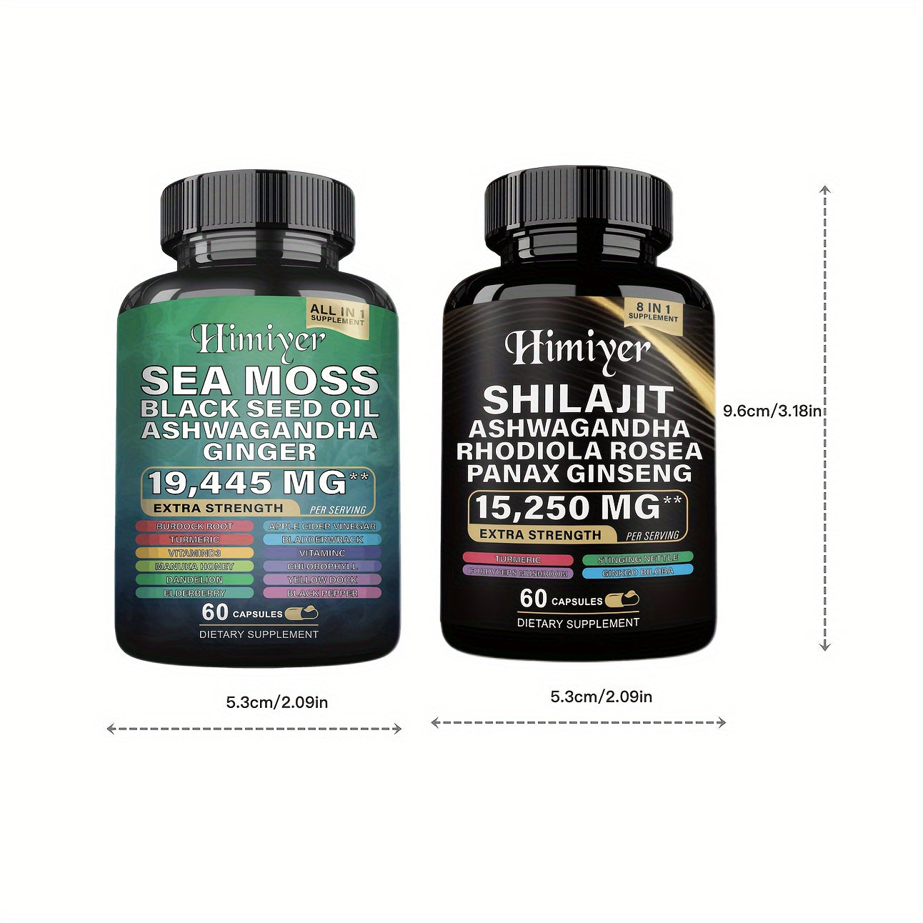 Sports Health Energy Pack, Shilajit And Seamoss Ginger South African Drunken Eggplant Capsule, Sea Moss 7000 Mg, Black Seed Oil 4000 Mg, Ashwagandha 2000 Mg, Ginger And Shilajit 9000 Mg, Rhodiola Rosea 1000 Mg, 19445mg+15250m - Premium  from Lizard Vigilante - Just $10.99! Shop now at Lizard Vigilante