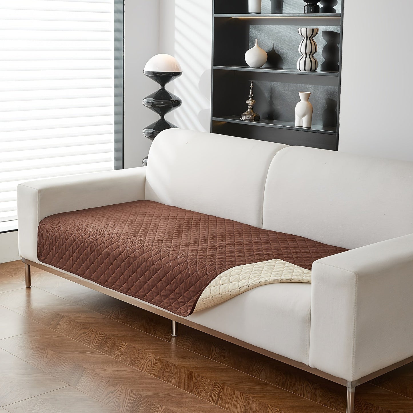 1pc Waterproof Solid Color Plaid Non-Slip Pet Sofa Cover, Machine Washable Blanket for All Season Protection, Suitable for Cats, Dogs, and Small Animals