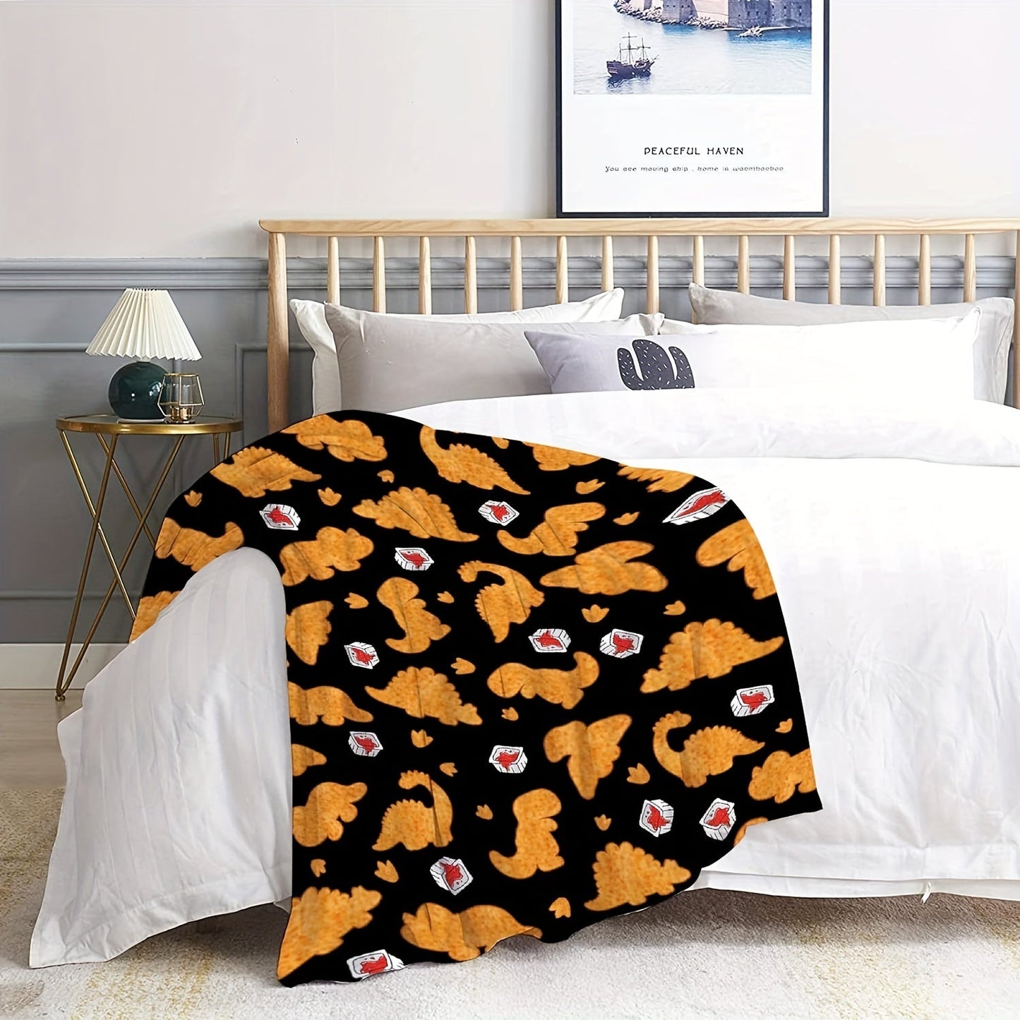 1PC Dinosaur Chicken Nugget Blanket, Gift Soft Comfortable Plush Bedding Blanket, Couch Office Camping Throw Blanket