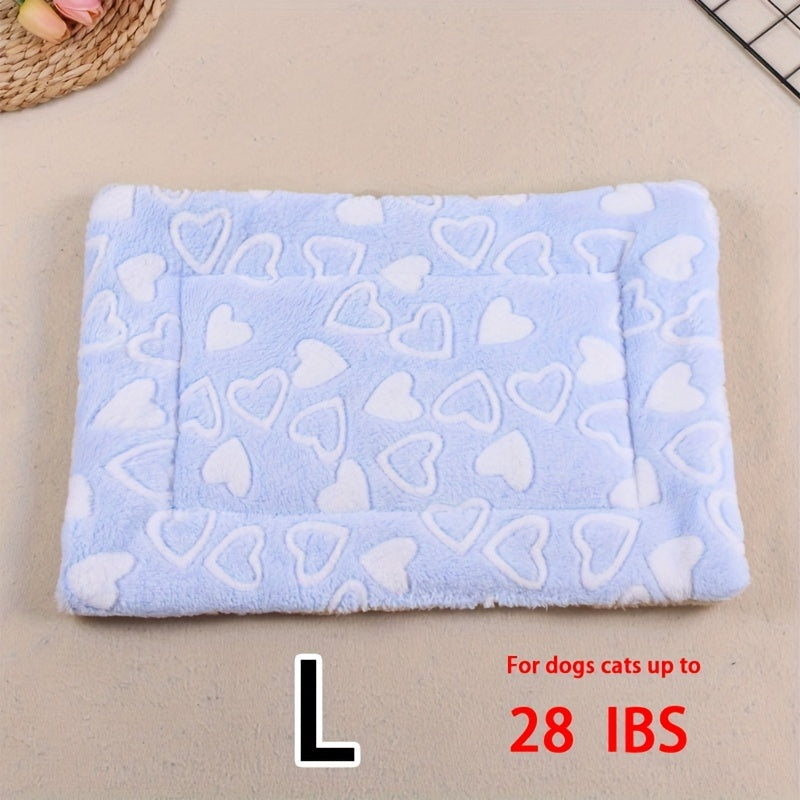 All-Season Dirt-Resistant Rectangular Pet Blanket - Comfortable Dog Paw Heart Print Pet Bed, 1pc