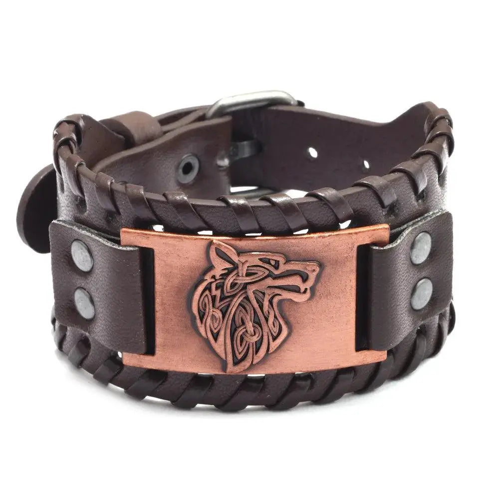 New Trendy Wide Leather Pirate Compass Bracelet Men's Bracelet Fashion Metal Compass Pattern Bracelet Accessories Party Jewelry - Premium Accessories from Lizard Vigilante - Just $17.99! Shop now at Lizard Vigilante