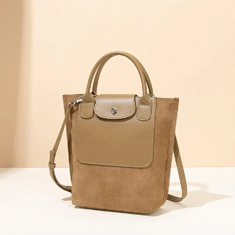 Women's Suede Stitching One-shoulder Bucket Bag