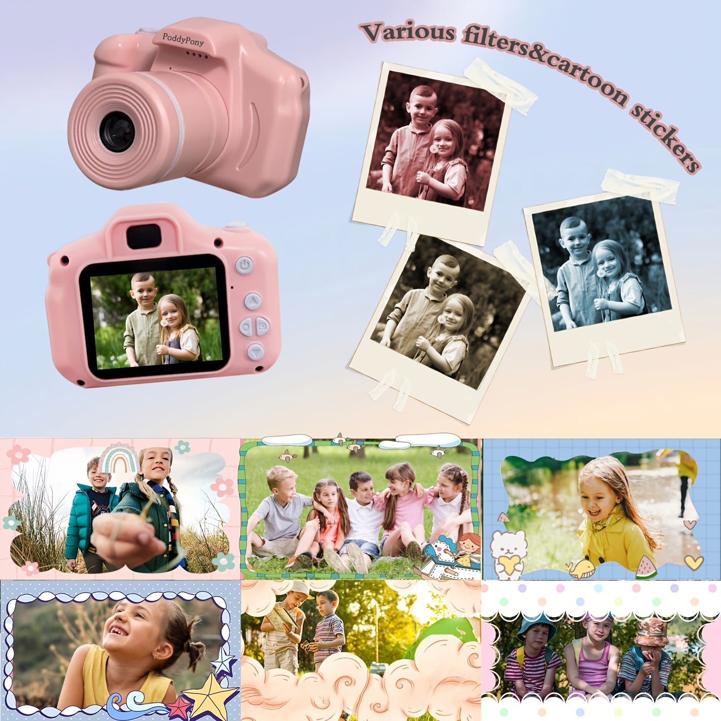 32G Kids Digital Camera - Portable, Long Lens, HD Video, Toddler-Friendly Design - Perfect Birthday, Festival, Christmas Gift for Little Photographers