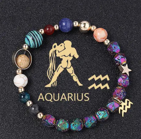 Natural Volcanic Rock Electroplating Twelve Constellations Bracelets