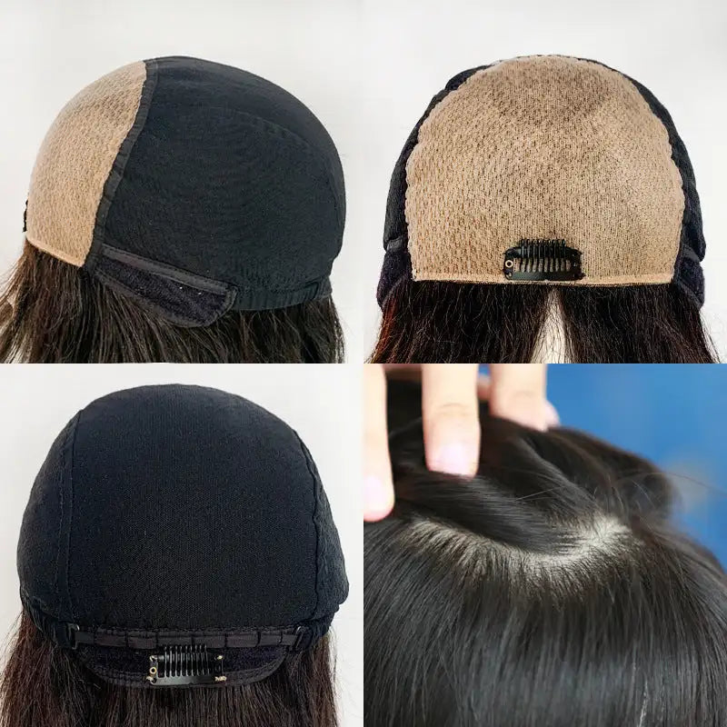 Women's Hand Woven Double Delivery Needle Wig Sheath Real Human Hair Silk Sleeve