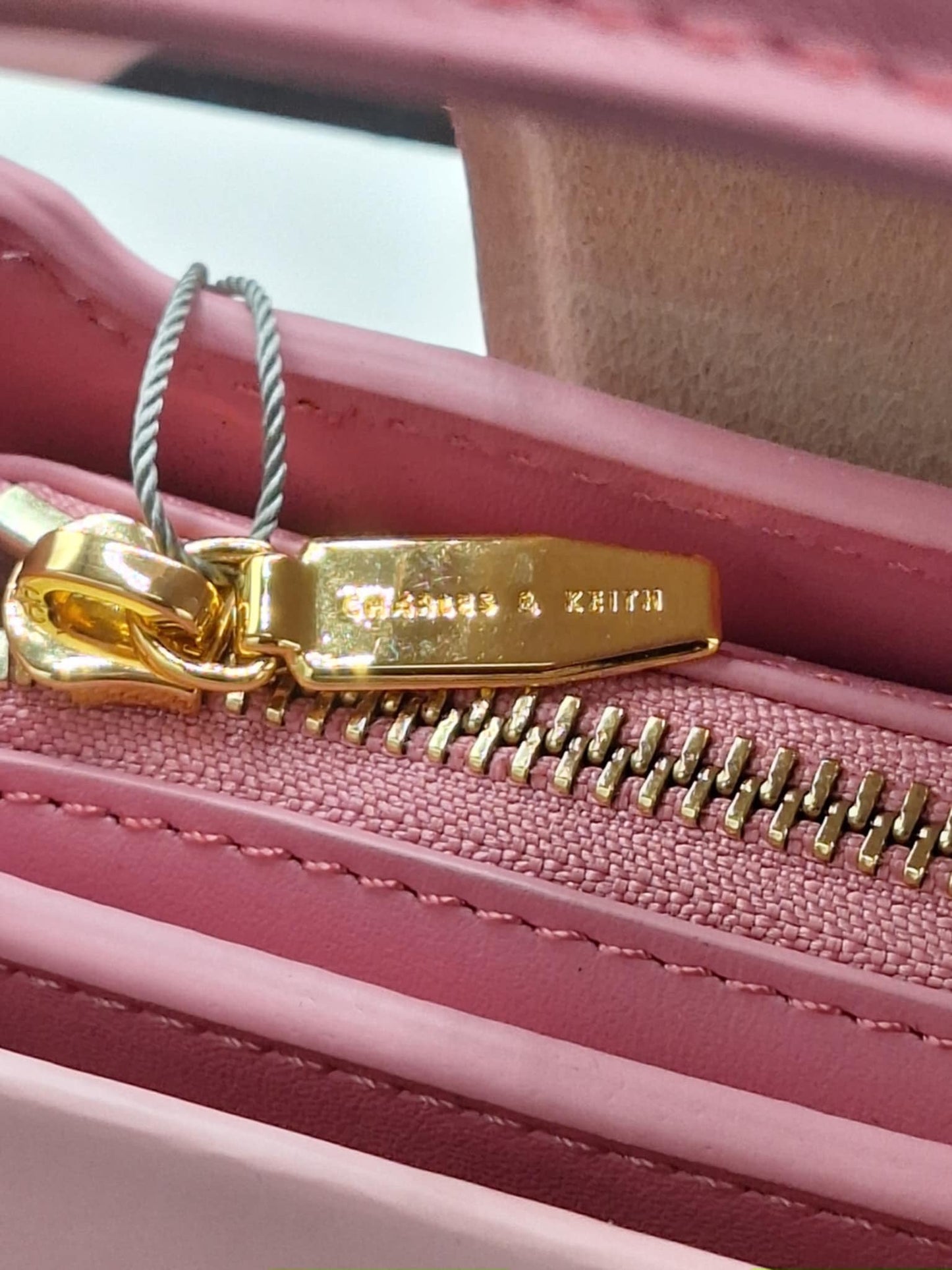 Charles & Keith Koa Leather Push-Lock Top Handle Bag Pink