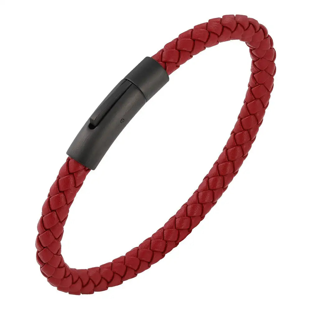 Woven Frosted Black Buckle Simple Leather Bracelet