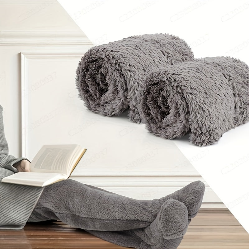 Cozy Couple's Thigh-High Fuzzy Socks - Warm, Durable Knit Over-The-Knee Stockings, Easy-Care Solid Hosiery