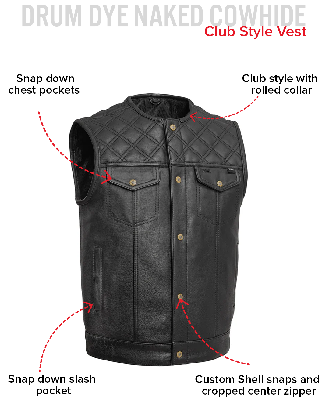 12 Gauge Men's Motorcycle Leather Vest