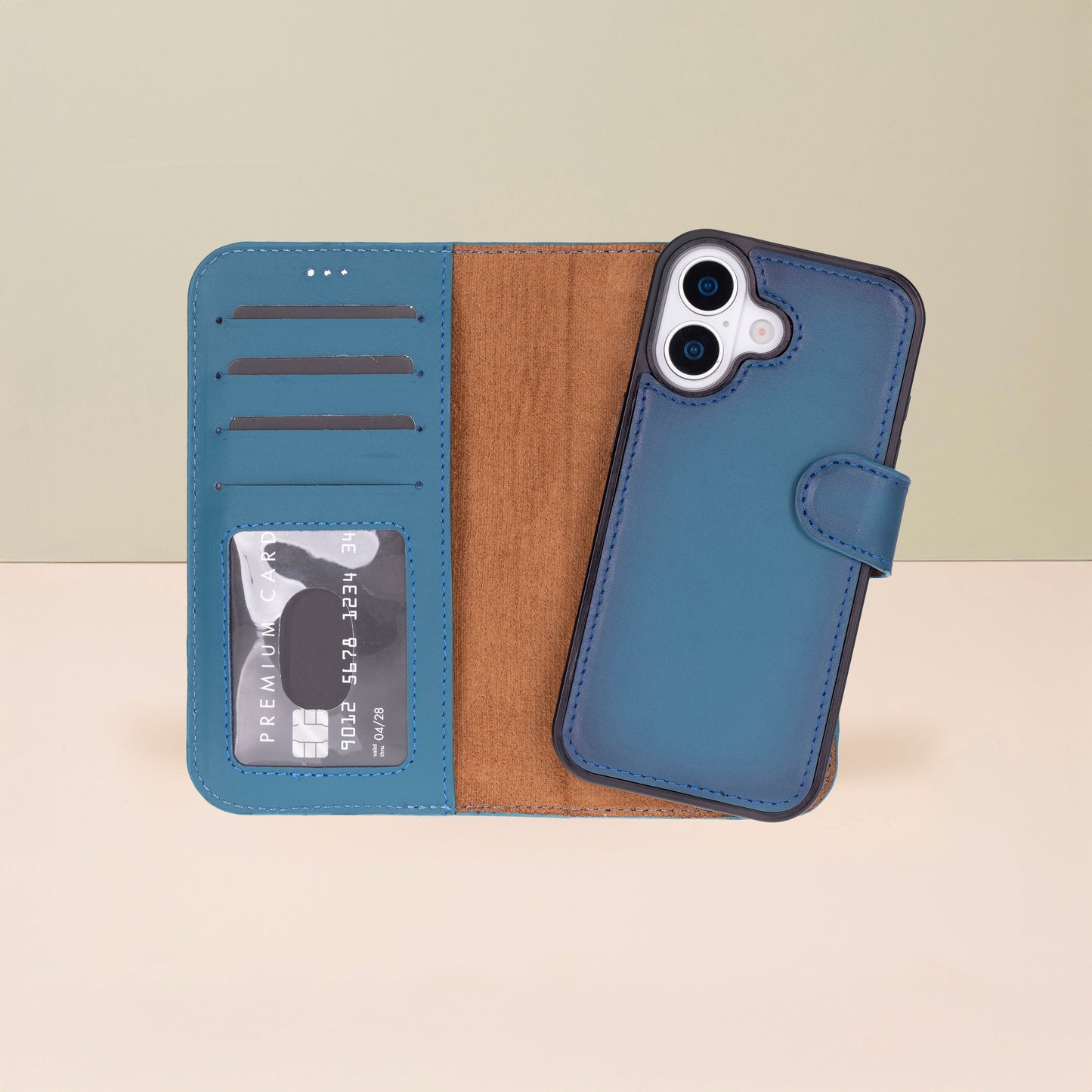 Leathere iPhone 17 Wallet Case – Blue - New York