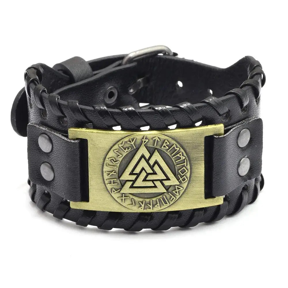 New Trendy Wide Leather Pirate Compass Bracelet Men's Bracelet Fashion Metal Compass Pattern Bracelet Accessories Party Jewelry - Premium Accessories from Lizard Vigilante - Just $17.99! Shop now at Lizard Vigilante