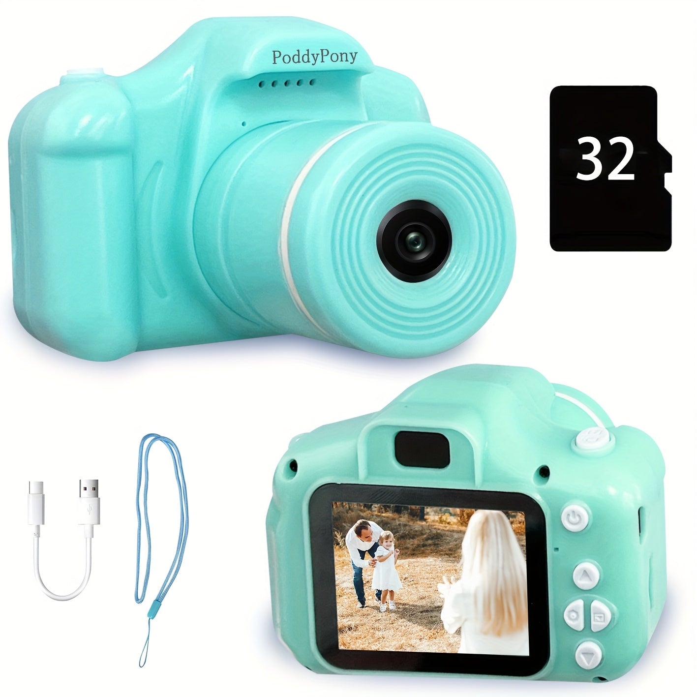 32G Kids Digital Camera - Portable, Long Lens, HD Video, Toddler-Friendly Design - Perfect Birthday, Festival, Christmas Gift for Little Photographers