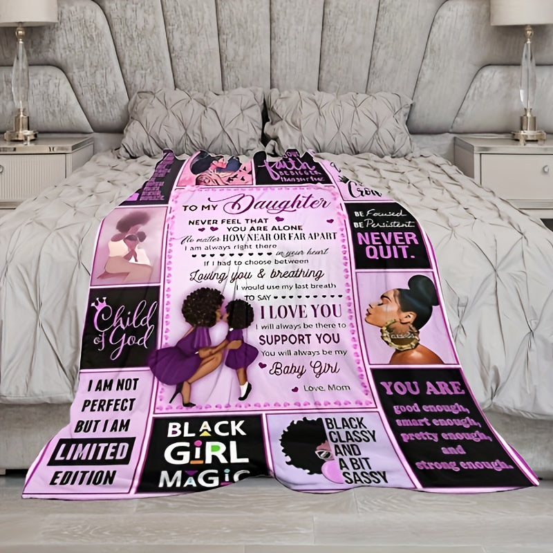 1pc To My Daughter Letter Blanket I Will Always Be There To Support You Love Mom, Women's Blanket Birthday Gift Winter Warm Blanket For Daughter