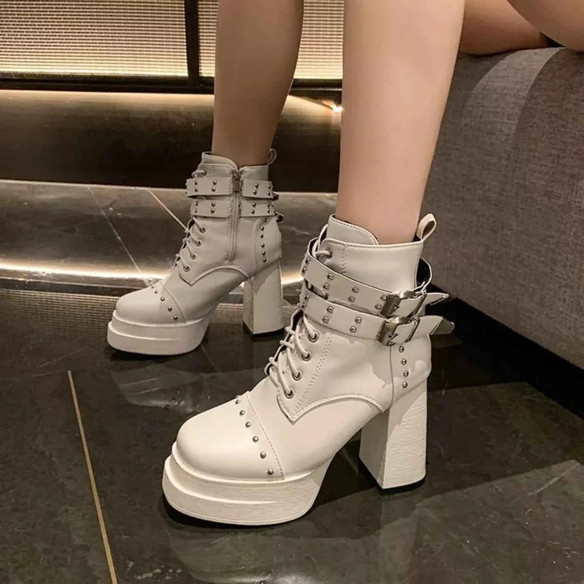 Round Toe Heel Block : Heels Boots.