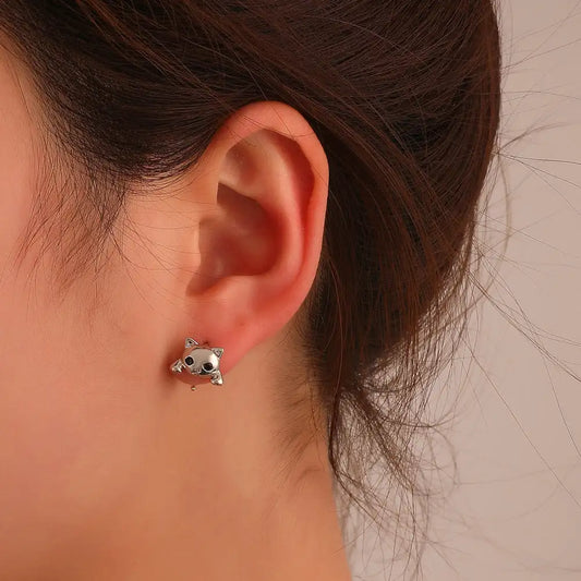 European And American Cute Cat Retro Fashion Minority Design Simple Cute Animal Earrings For Women