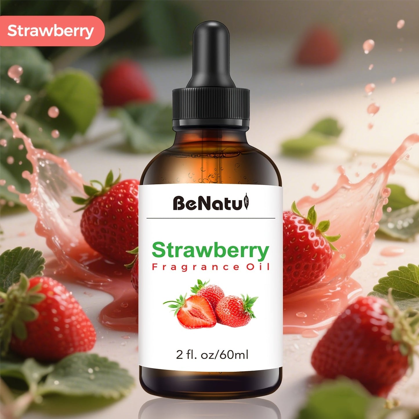 Strawberry Fragrance Essential Oil 60ml For Humidifier, Diffuser, Scented Candle - (2 Oz) - Suitable For Bedroom, Home, Hotel, Restaurant - Local Warehouse