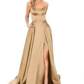 Solid Color Long Slimming And Shoulder Hollow Girlfriends Fashion Bridesmaid Party Dress