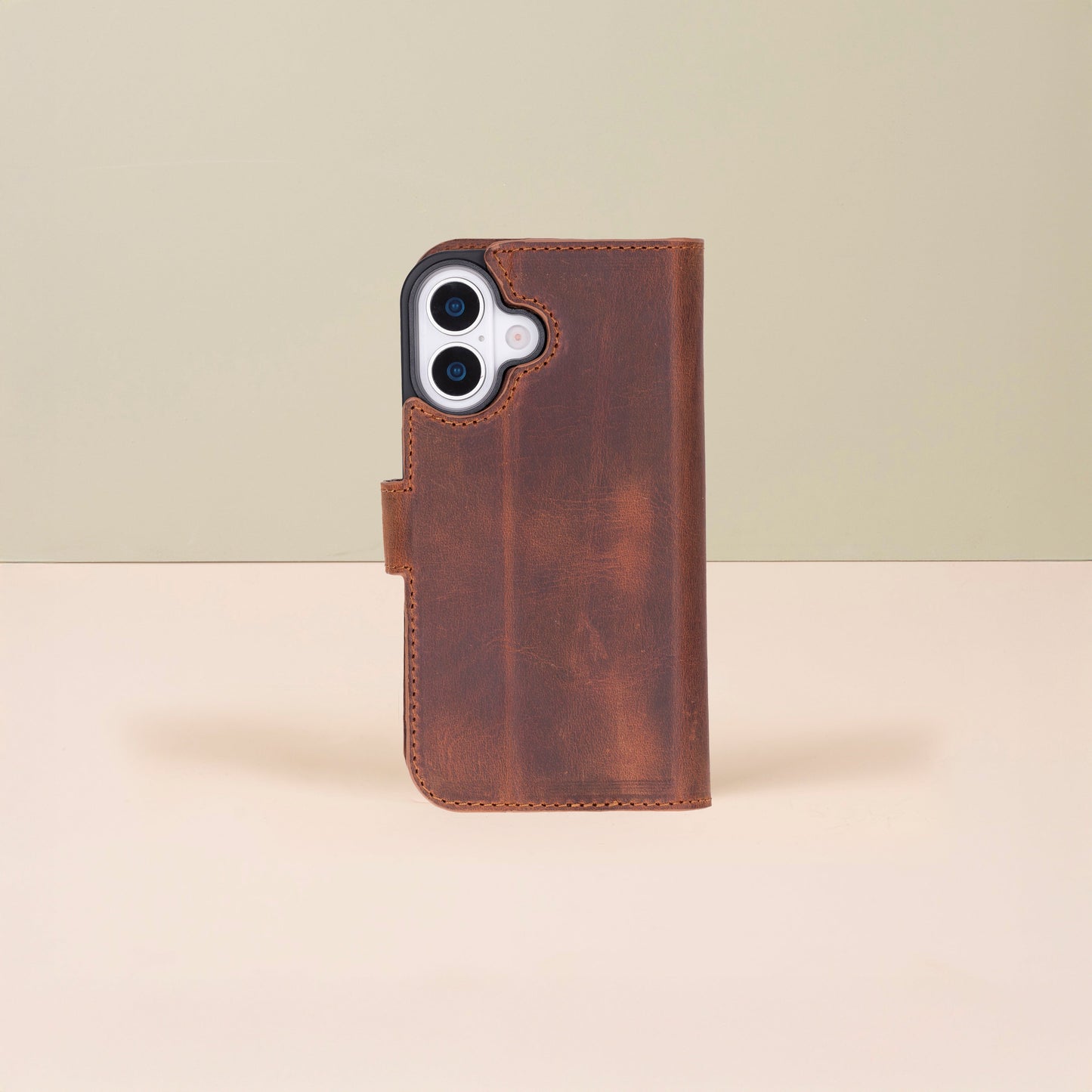 Leathere iPhone 17 Wallet Case – Brown - New York