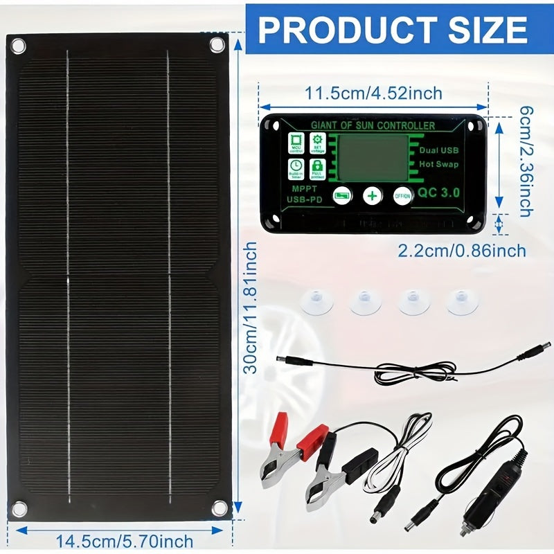 600W High-Efficiency Monocrystalline Silicon Solar Panel Kit - Solar Panels for RV Outdoor Camping with 100A Charge Controller, Extension Cable, and Battery Clip for Reliable Off-Grid Power - Premium  from Lizard Vigilante - Just $46.99! Shop now at Lizard Vigilante