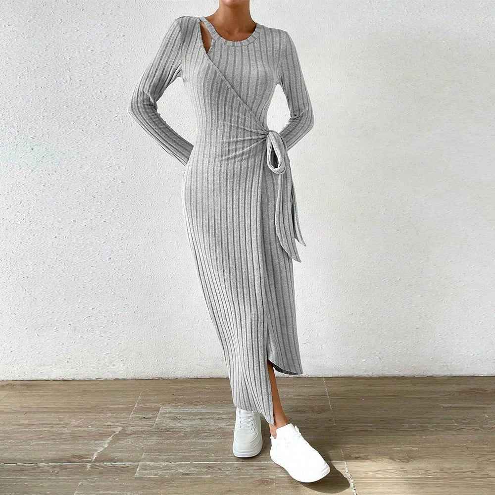 European & Egyptian Solid Sleeve Long Dress