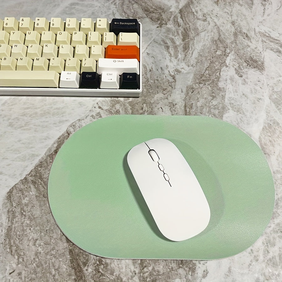 [Small Solid Color Mouse Pad] Oval Small Mouse Pad Single-sided Solid Color Universal Non-slip Pad Mouse Pad Suitable For Laptop Office Faux Leather Gaming Mouse Pad