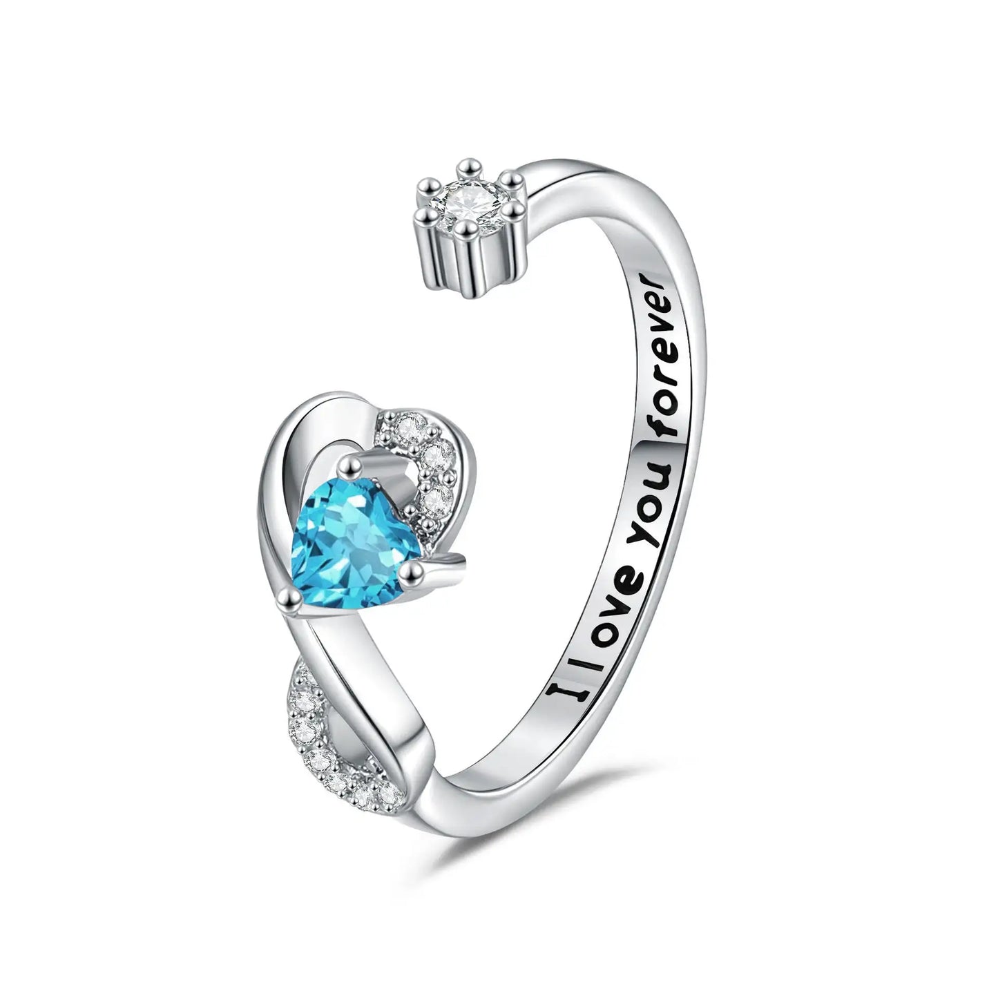Heart-shaped Birthstone Women's Ring Fashion