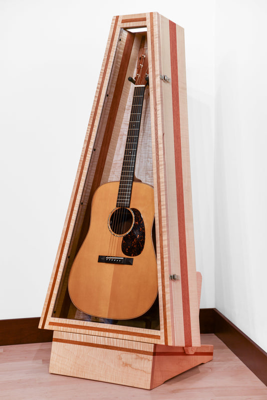 ClimaStand Triangle Humidor with Base - Flamed Maple with Mahogany