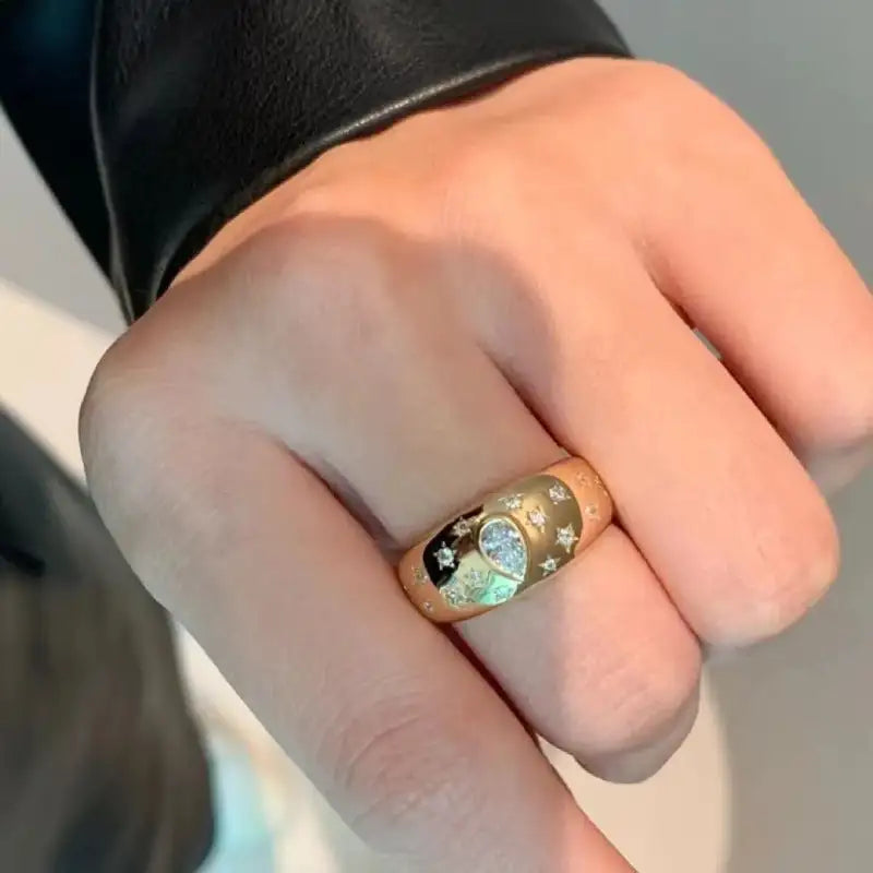 Fashion XINGX Water Drop Gem Ring Inlaid