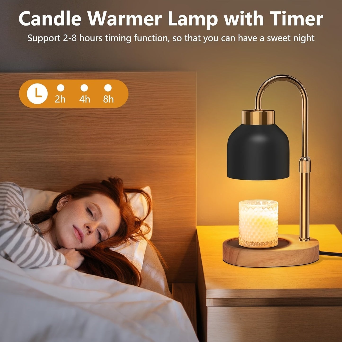 Adjustable Height Dimmable Candle Lamp Warmer With Timer Compatible With Large Jar Candles No Flame Scented Candle Wax Warmer With 2 Bulbs Mothers Day Gift Bedroom Home Decor